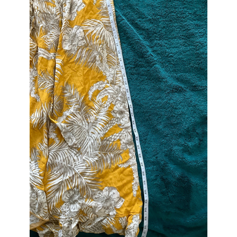 Solitaire Ruffle Front Maxi Skirt Yellow w Palms Elastic Waist Sash NWT Small - Picture 8 of 10